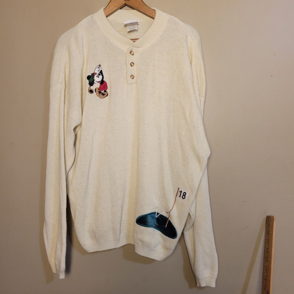 Vintage Mickey & Co Disney Golf Sweater XL Mickey Mouse Embroidered USA 80s 90s